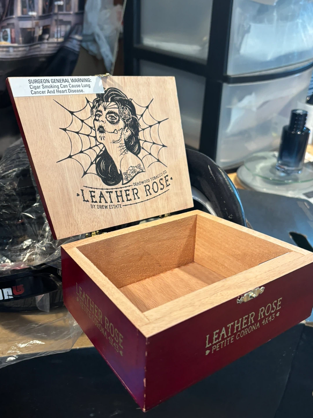Drew Estate Leather Rose Petite Corona Cigar Box