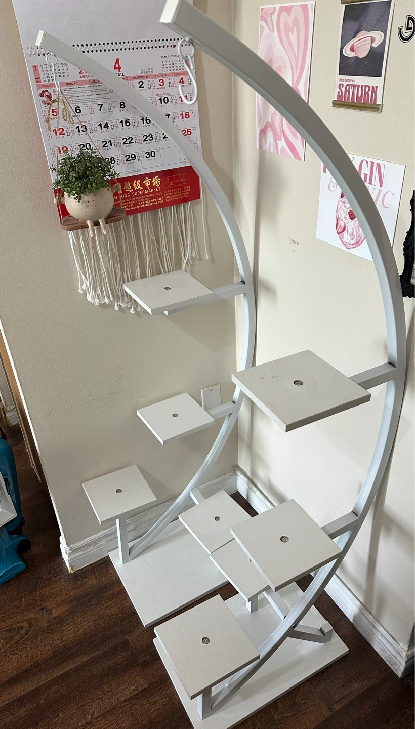 White Metal Tiered Plant Stand
