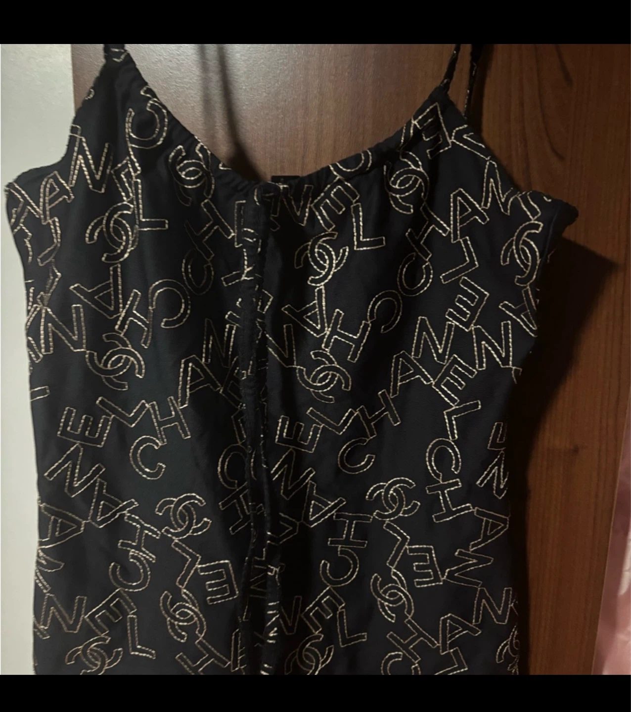 Chanel Black Gold CC Logo Print Top