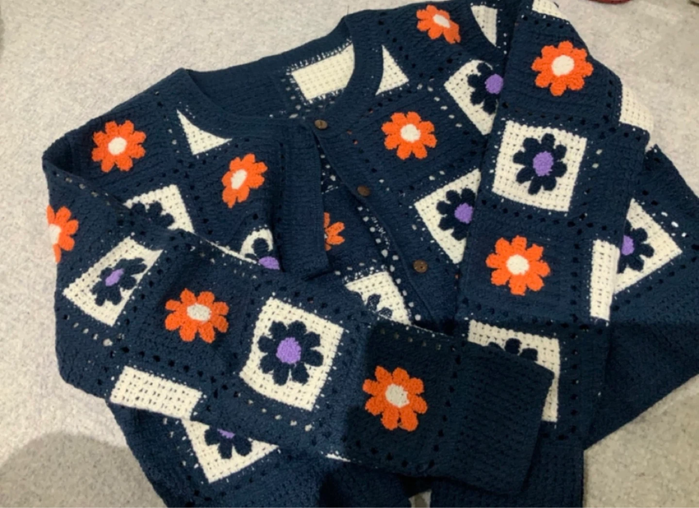 Crochet Granny Square Cardigan - Made in Korea