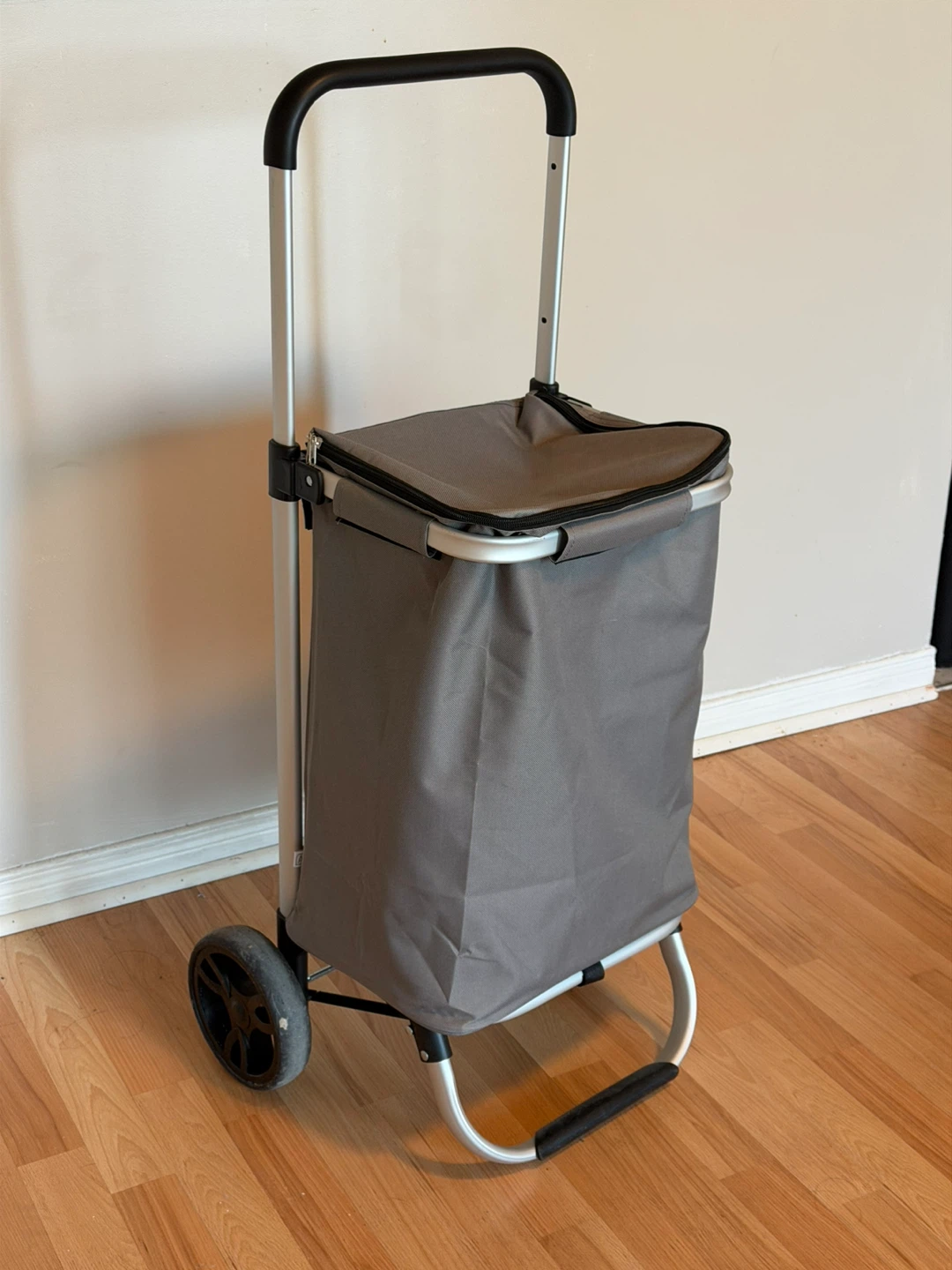 Stylish Grey Rolling Shopping Cart