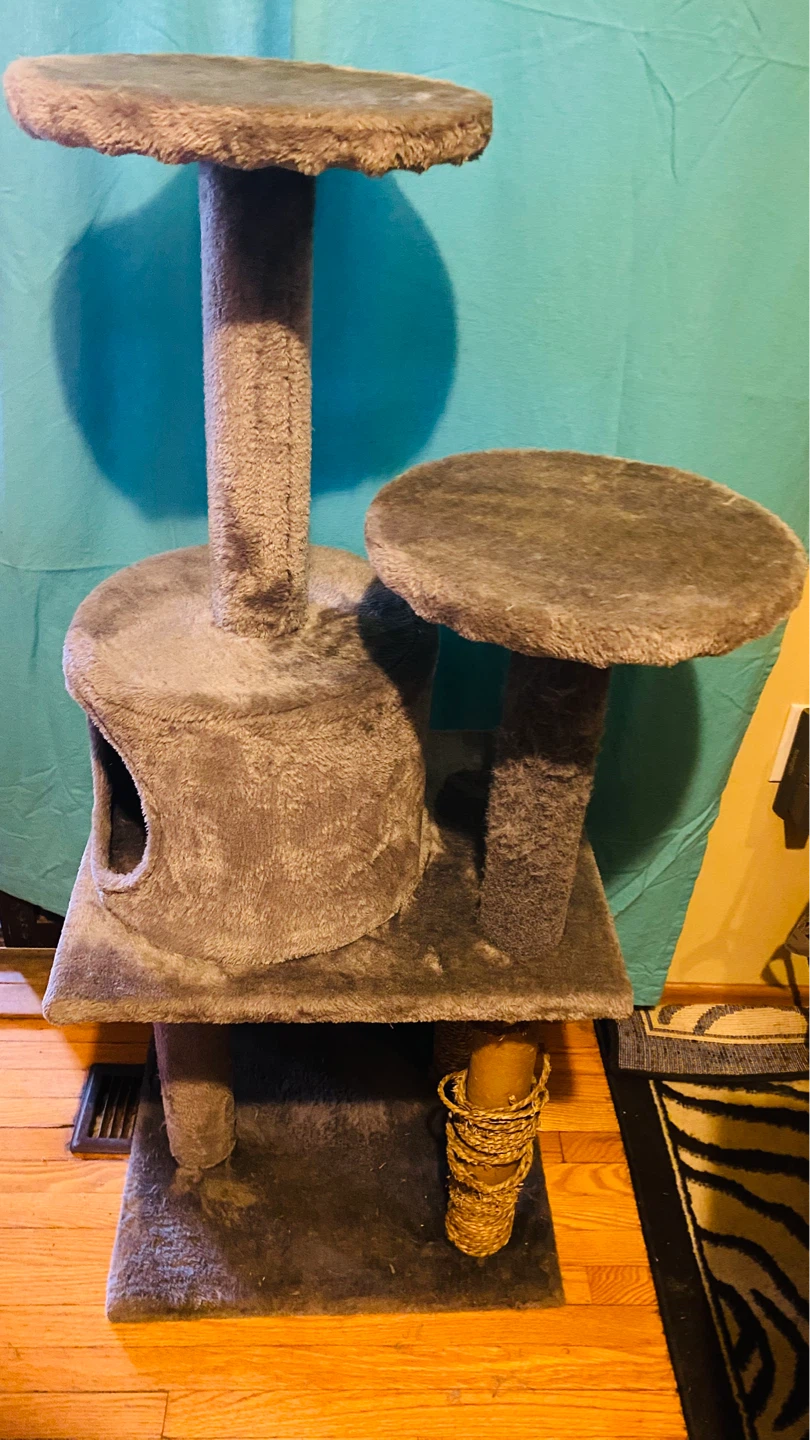 Grey Cat Tree 16”x19x46” tall