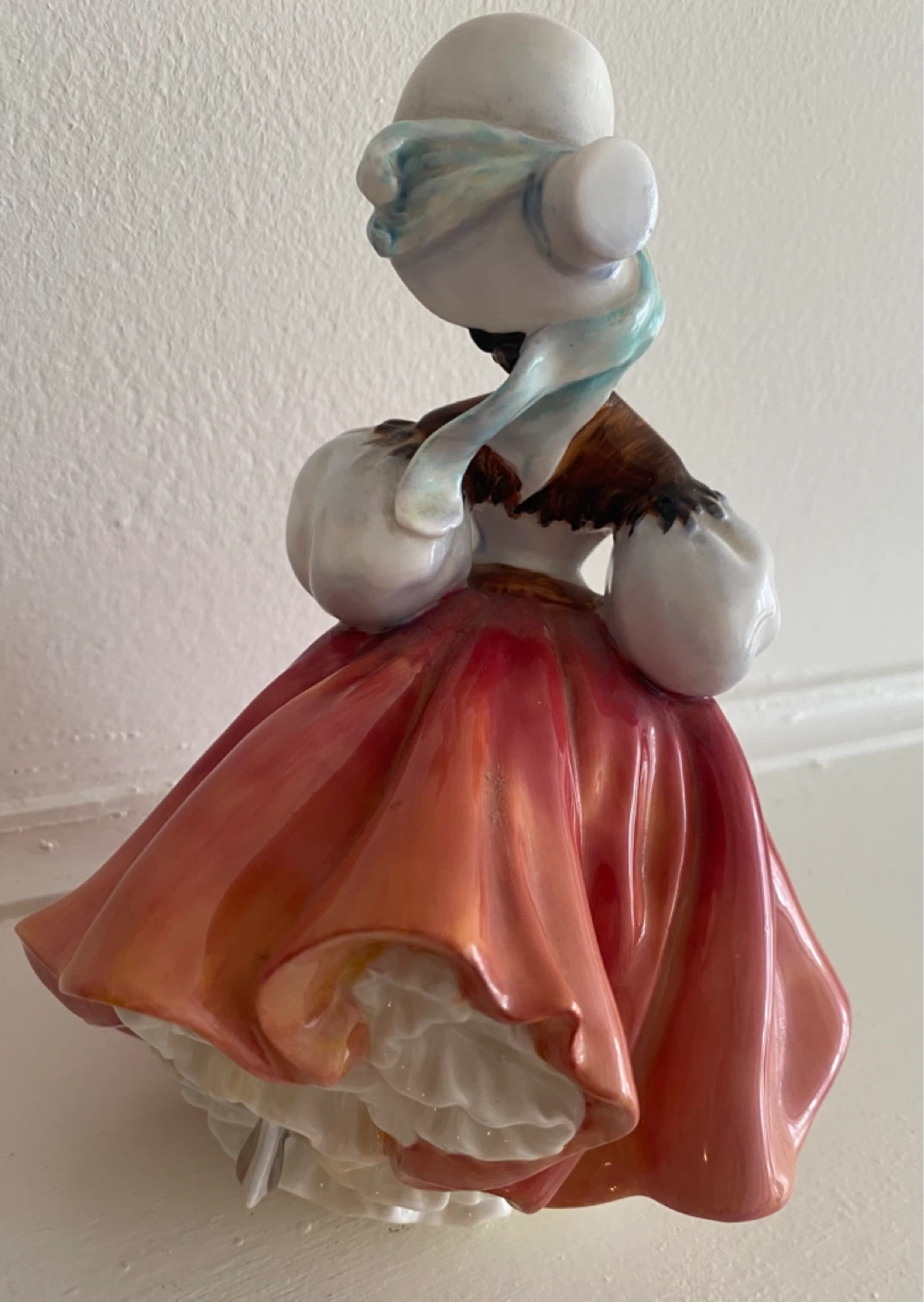 Vintage Porcelain Figurine of a Lady in a Pink Dress
