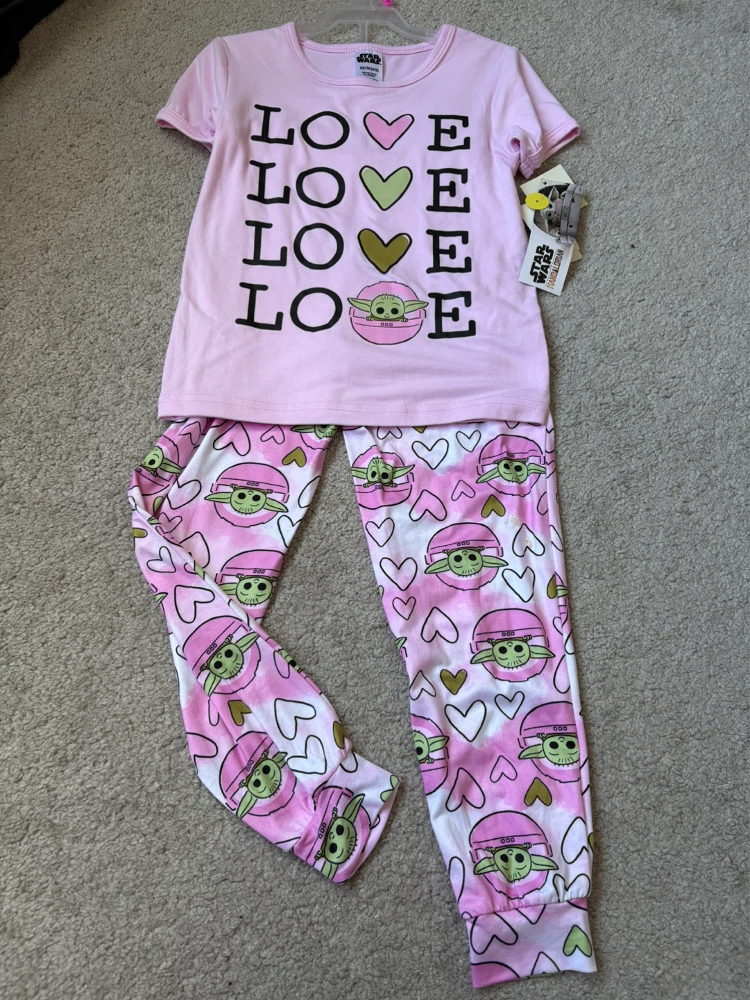 Star Wars Grogu "Love" Pajama Set Girls XS (4/5)