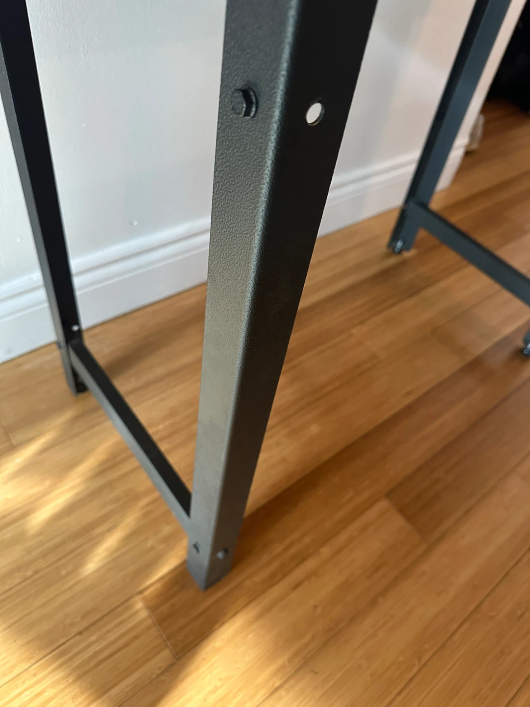 VINTAGE INDUSTRIAL PINE WOOD WORK TABLE / OFFICE DESK STEEL LEGS - photo 2