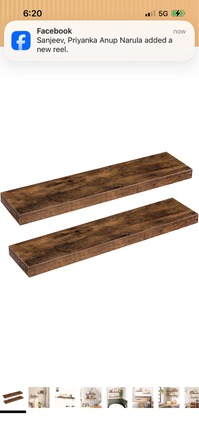 New Floating Shelves (Set of 2) - Rustic Wood Finish