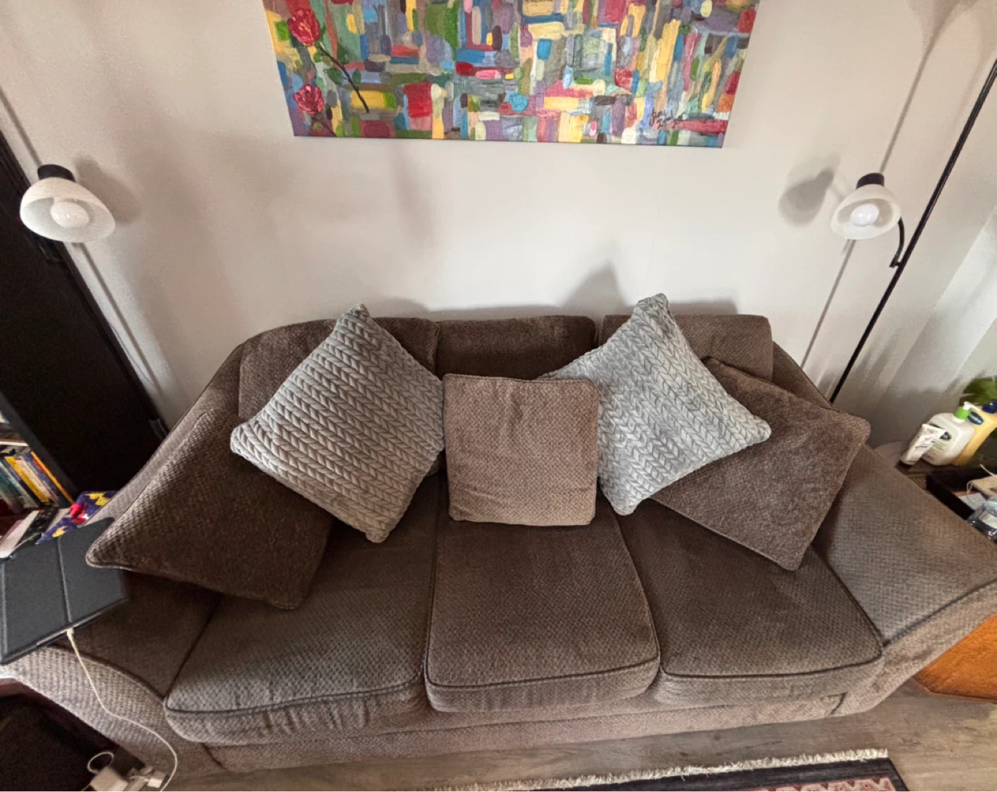 Brown Sofa with Accent Pillows - photo 2