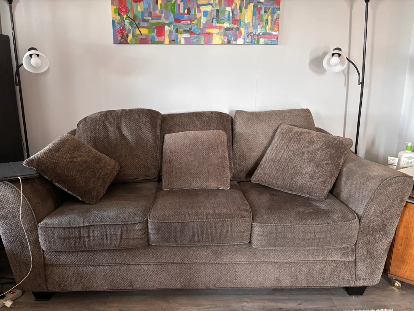Brown Sofa with Accent Pillows - photo 3