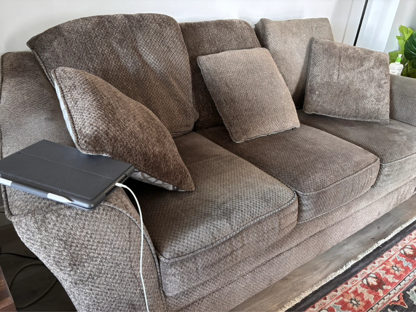 Brown Sofa with Accent Pillows - photo 4