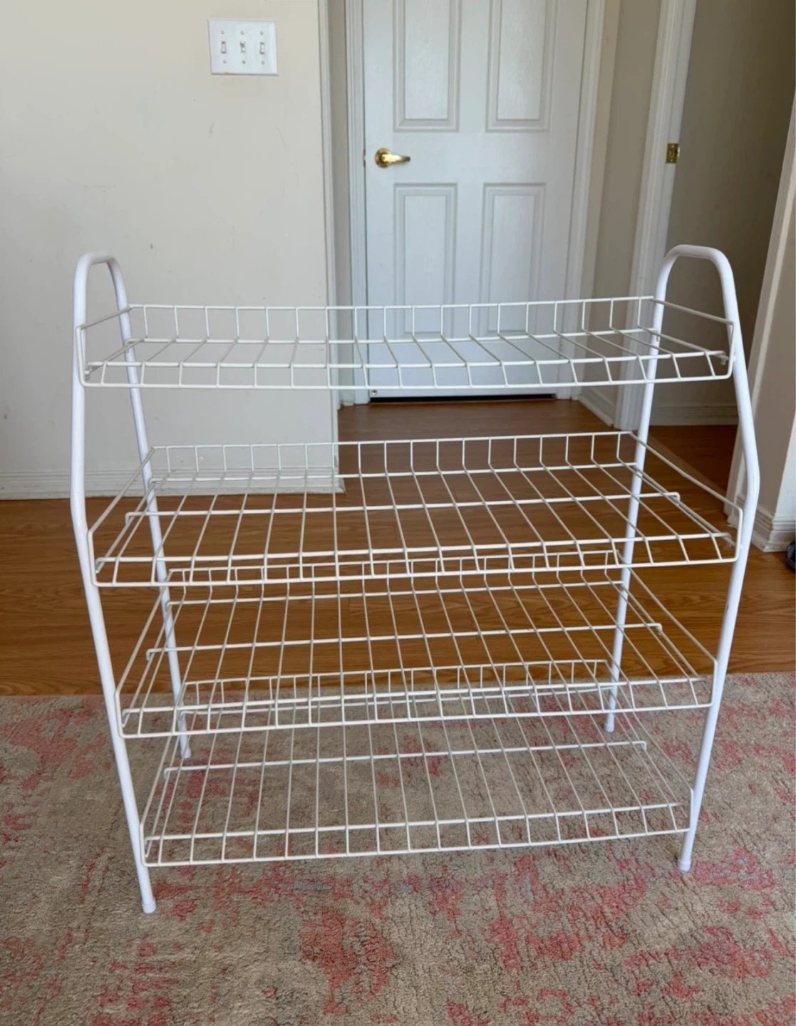 White 3-Tier Wire Shoe Rack