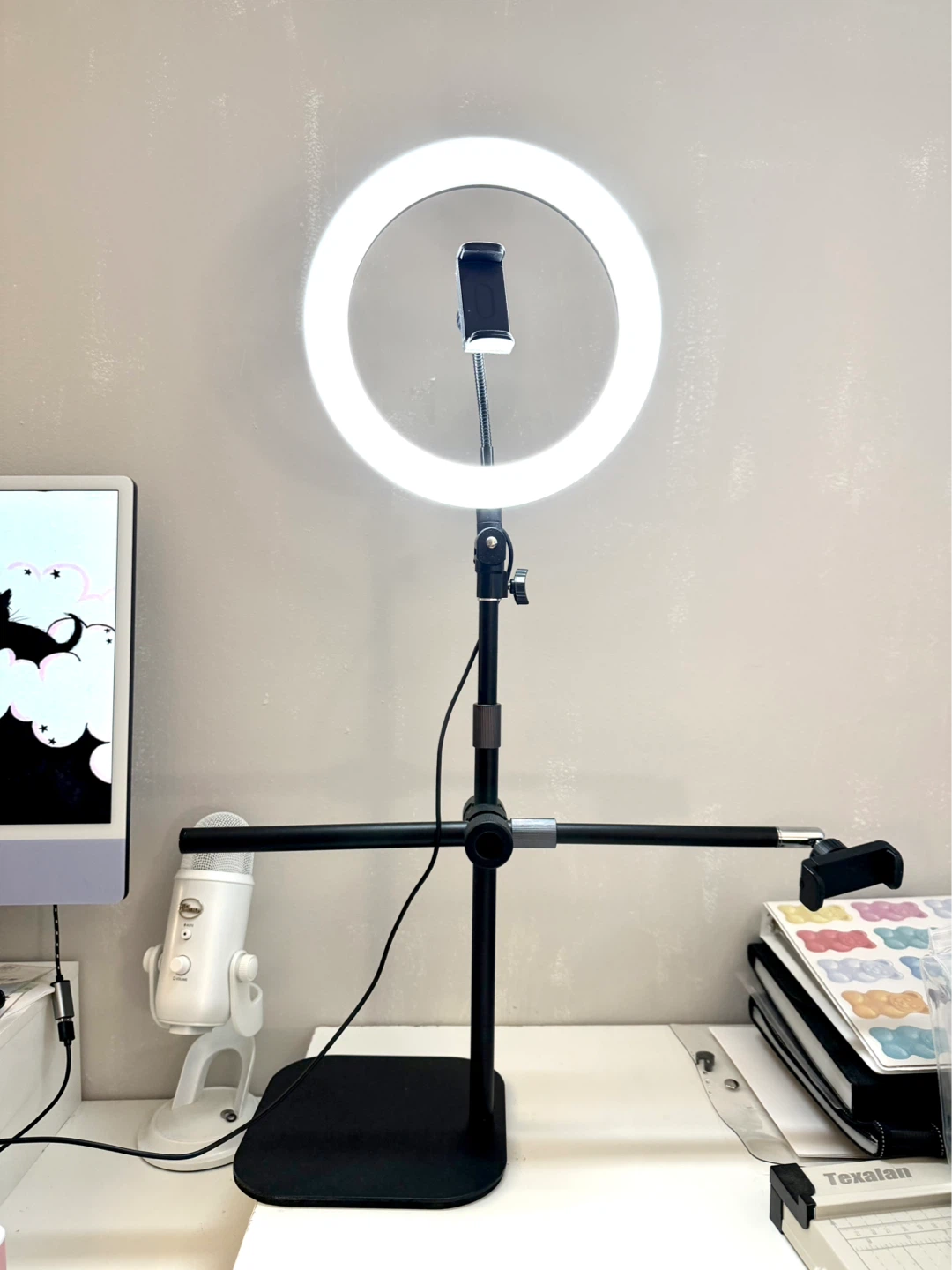 Ring Light with Desktop Double Phone Stand