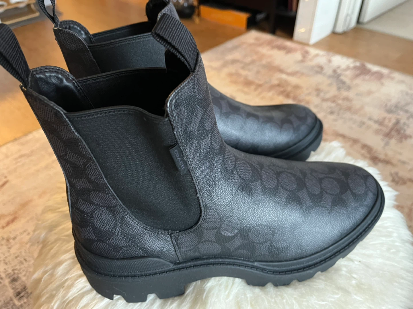 Coach Black Signature Chelsea Boots - Size 11