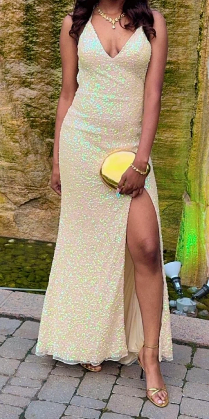 Sequin Halter Neck Evening Dress