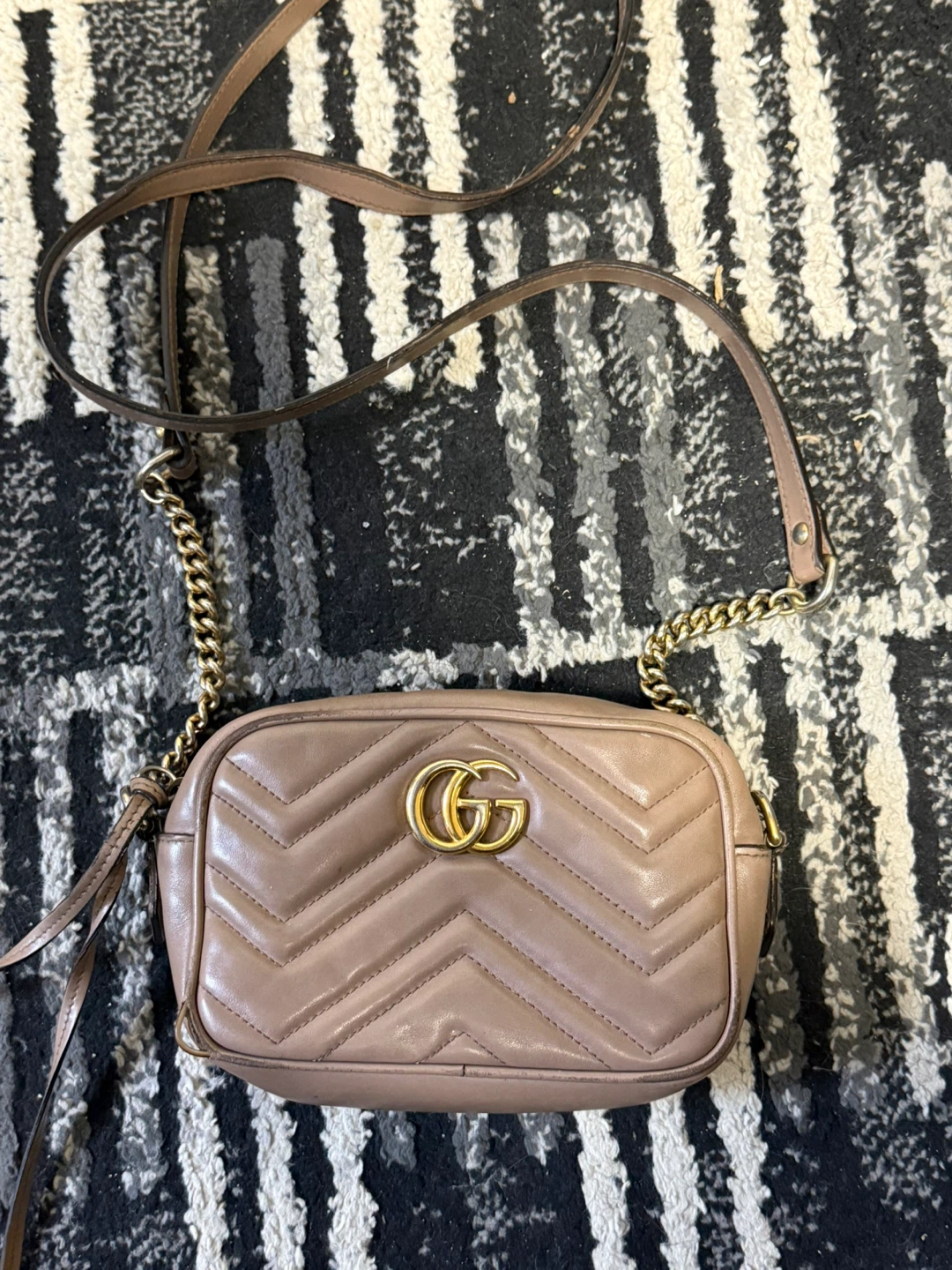 Gucci GG Marmont Mini Camera Bag in Taupe Leather