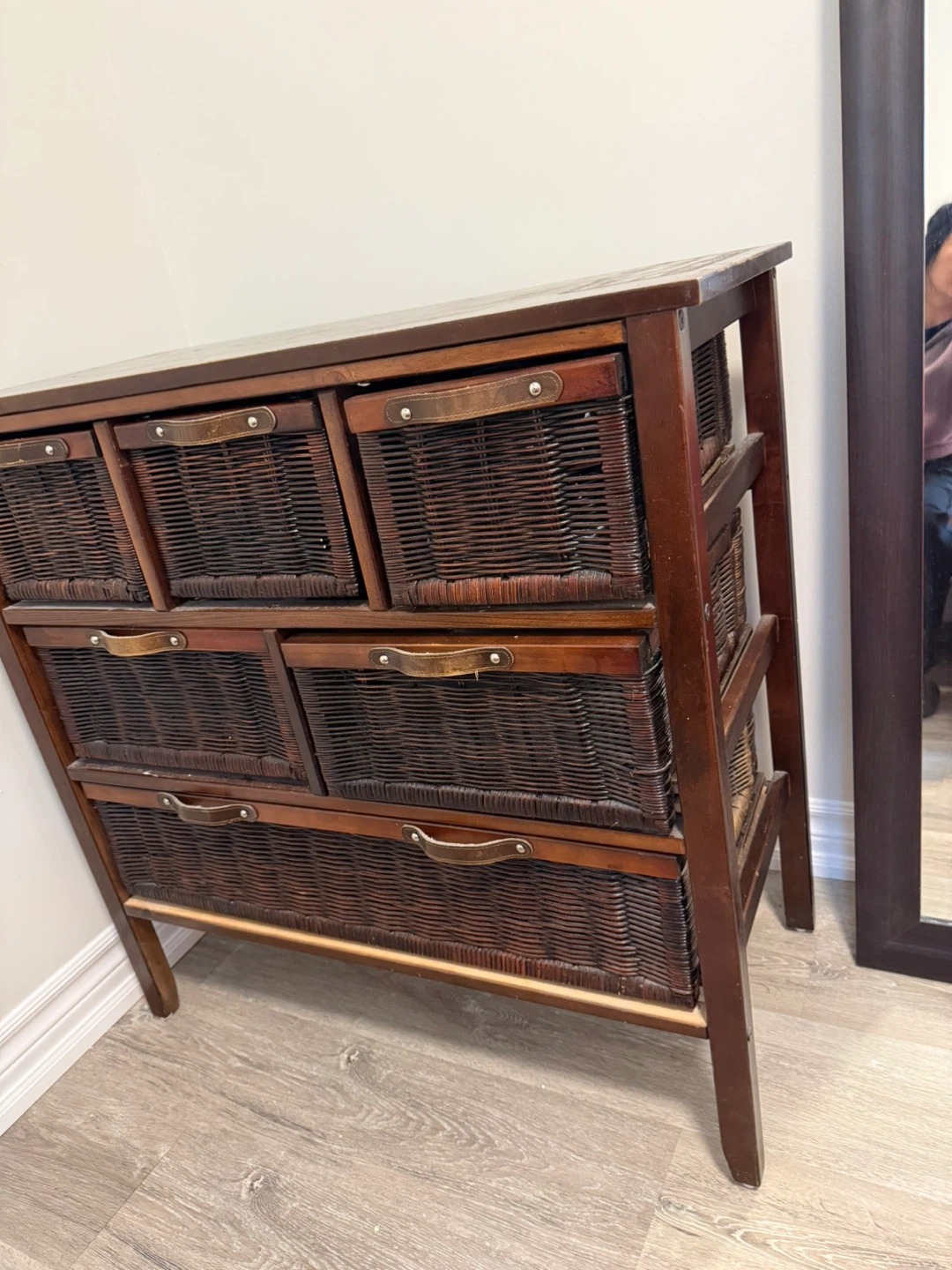 Wooden Chest of Drawers with Wicker Baskets - photo 2