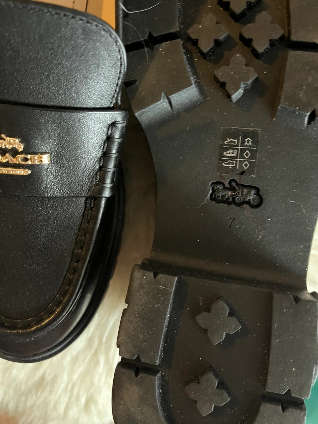 COACH Black Leather Platform Loafers - Size 7 - photo 4