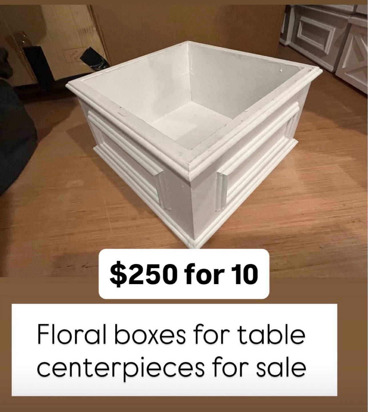 White Floral Boxes for Table Centerpieces - Set of 10