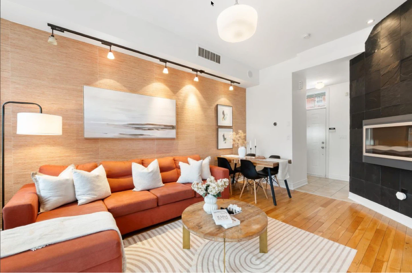 Orange Sectional Sofa with Ottoman - photo 2