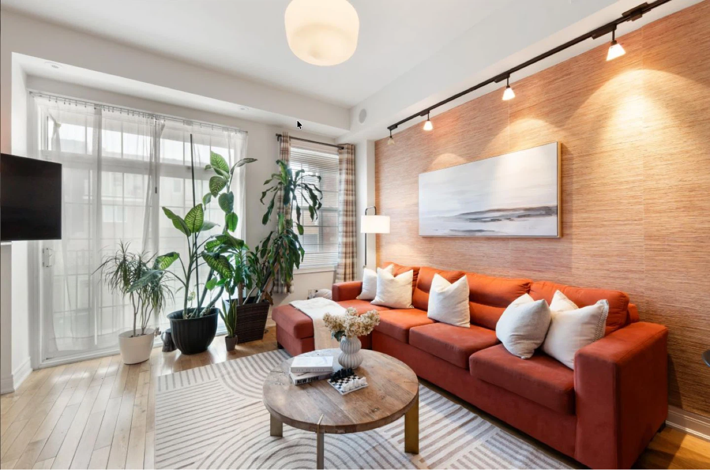 Orange Sectional Sofa with Ottoman - photo 4