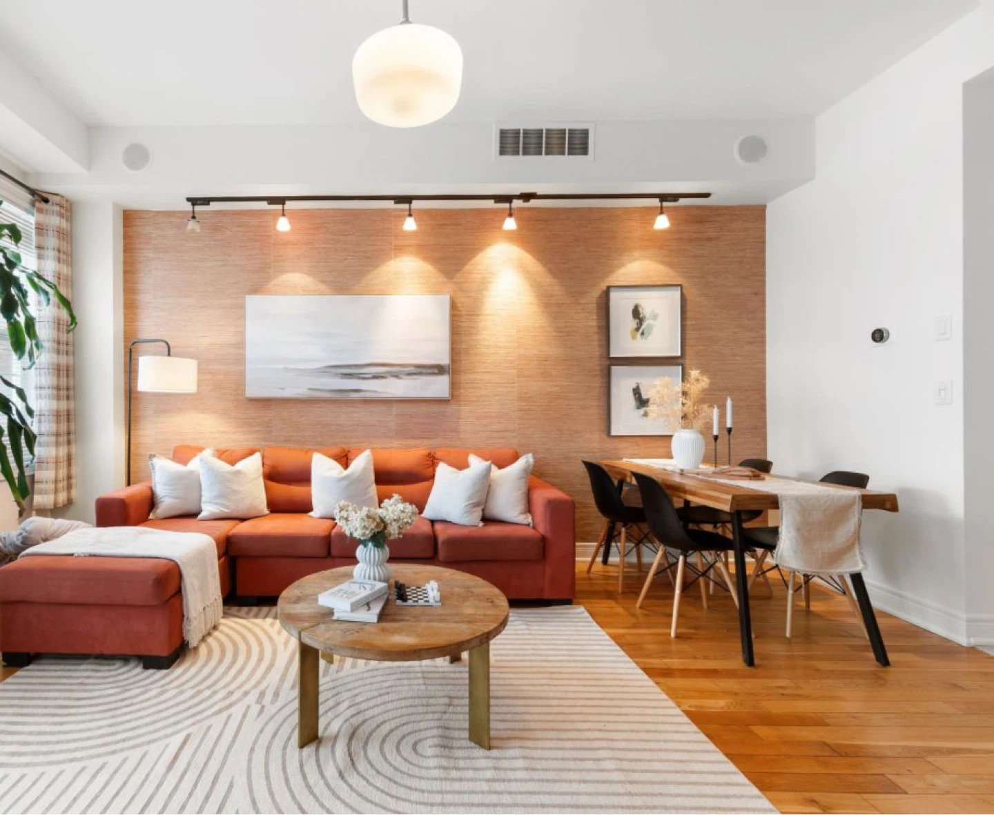 Orange Sectional Sofa with Ottoman - photo 3