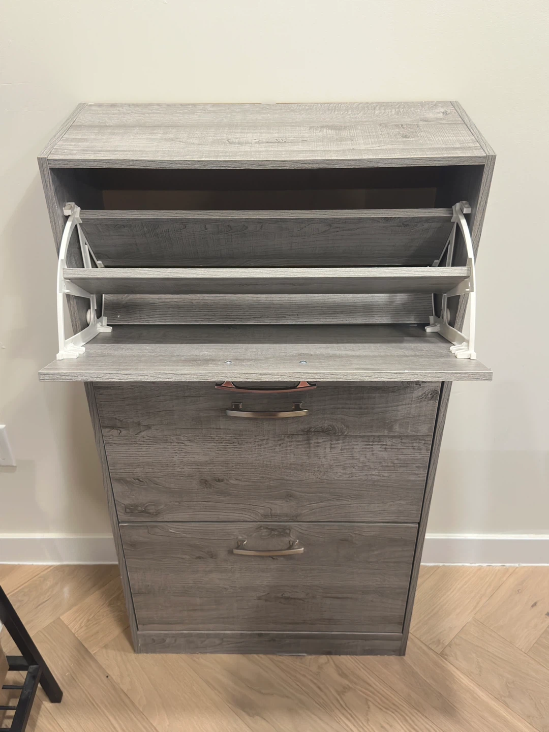 Grey Wood Shoe Cabinet with 3 Drawers - photo 3