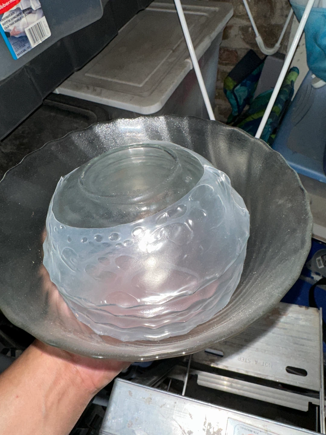 Glass Serving Bowl with Decorative Insert