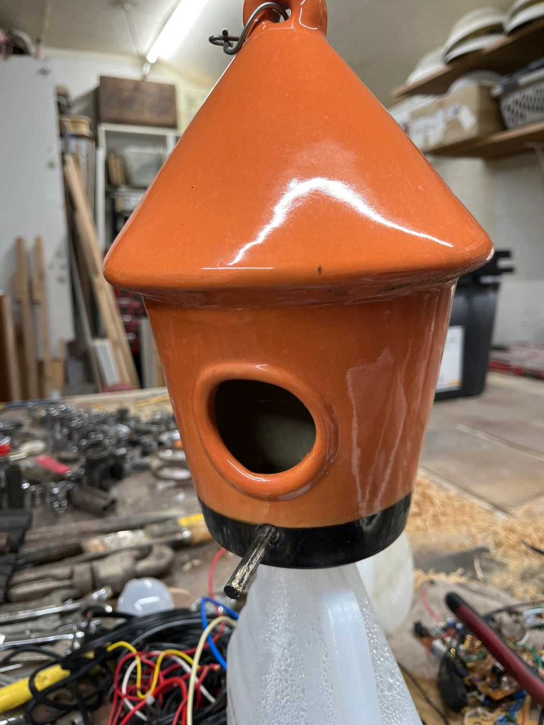 Orange Ceramic Birdhouse