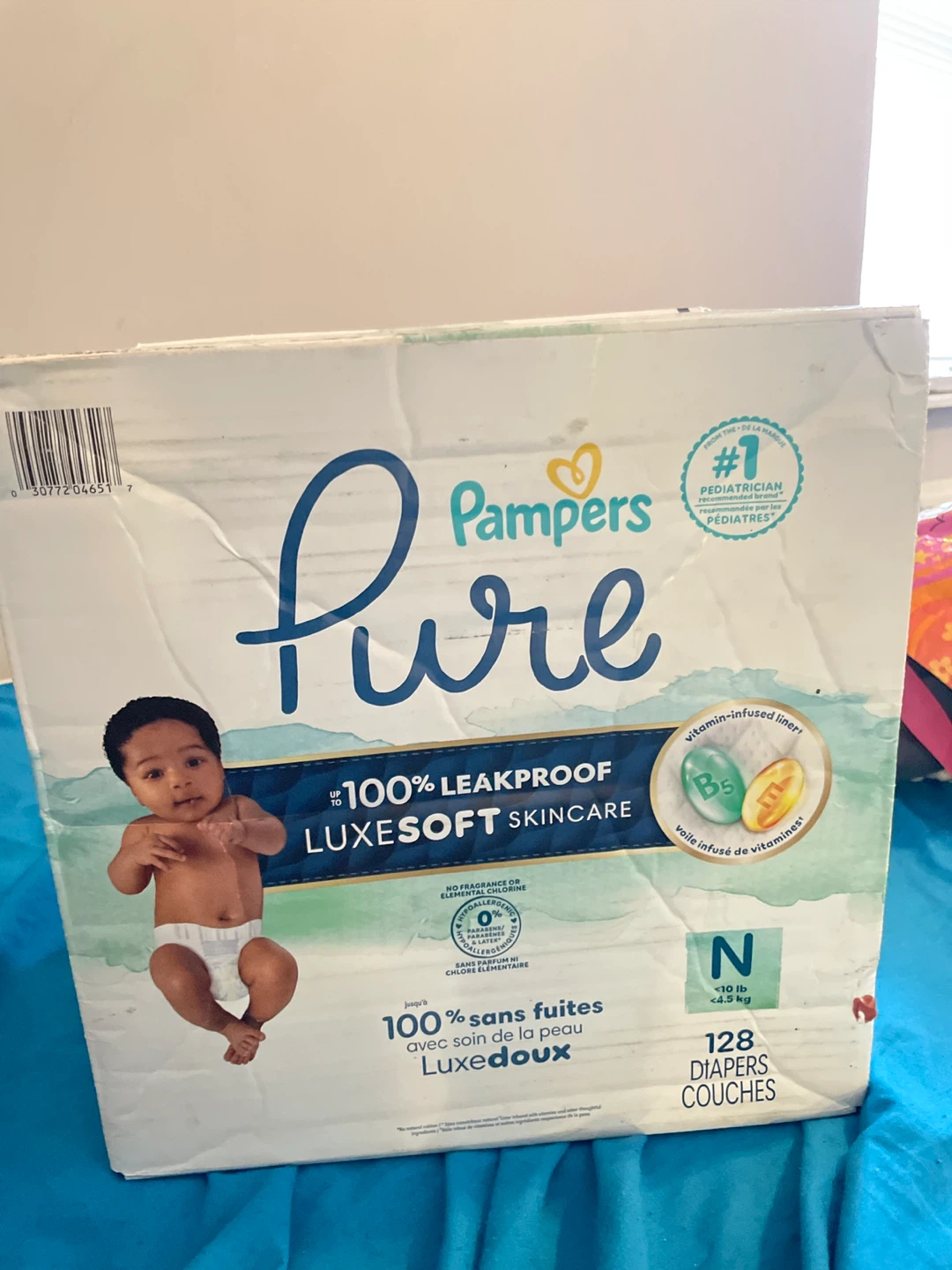 Pampers Pure Size N Diapers, 128 Count