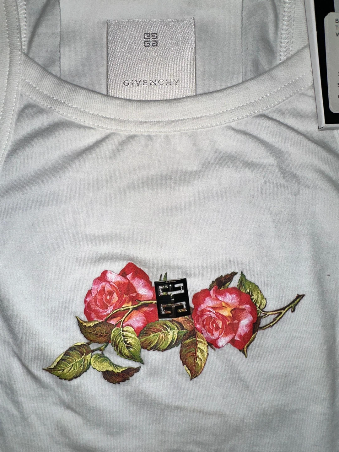 GIVENCHY CROPPED TANK TOP IN COTTON WITH 4G AND ROSES PRINT - photo 3