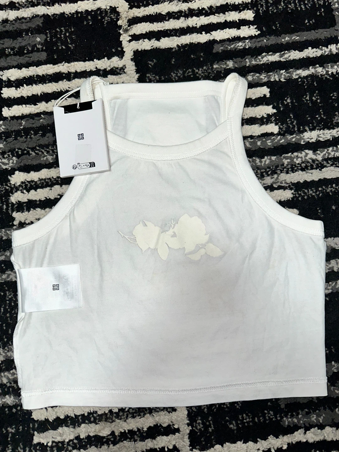 GIVENCHY CROPPED TANK TOP IN COTTON WITH 4G AND ROSES PRINT - photo 2