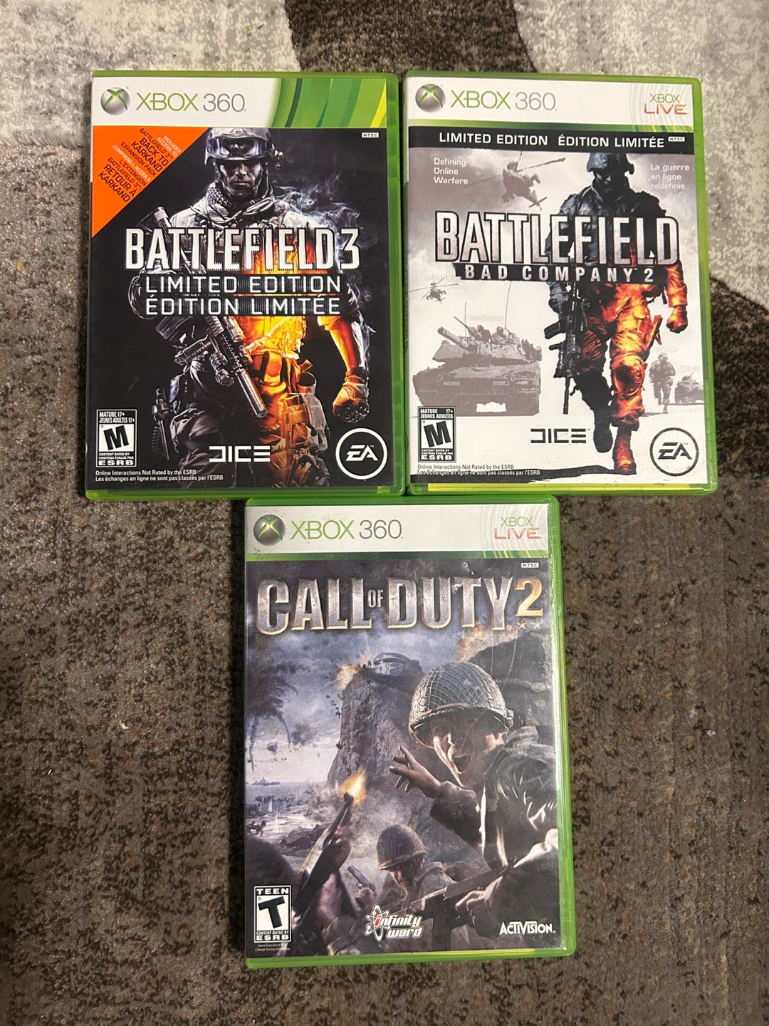 Xbox 360 Games: Battlefield, Call of Duty