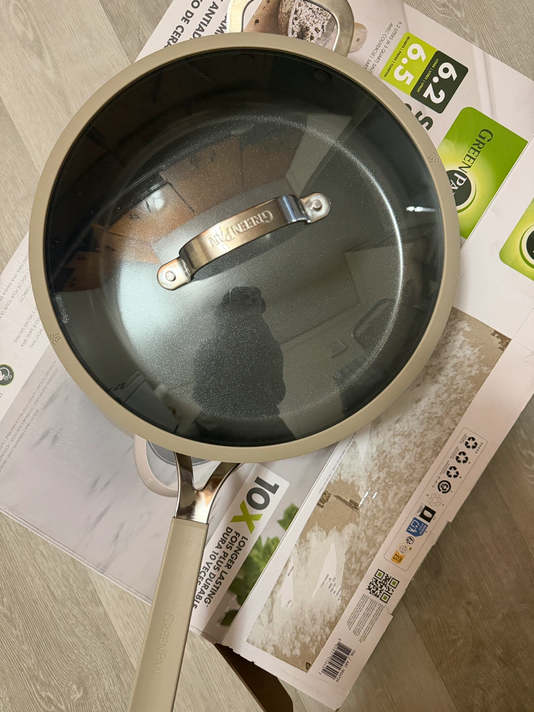 Green saute pan with lid - photo 2