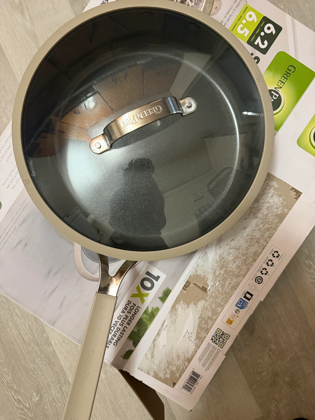 Green saute pan with lid - photo 3