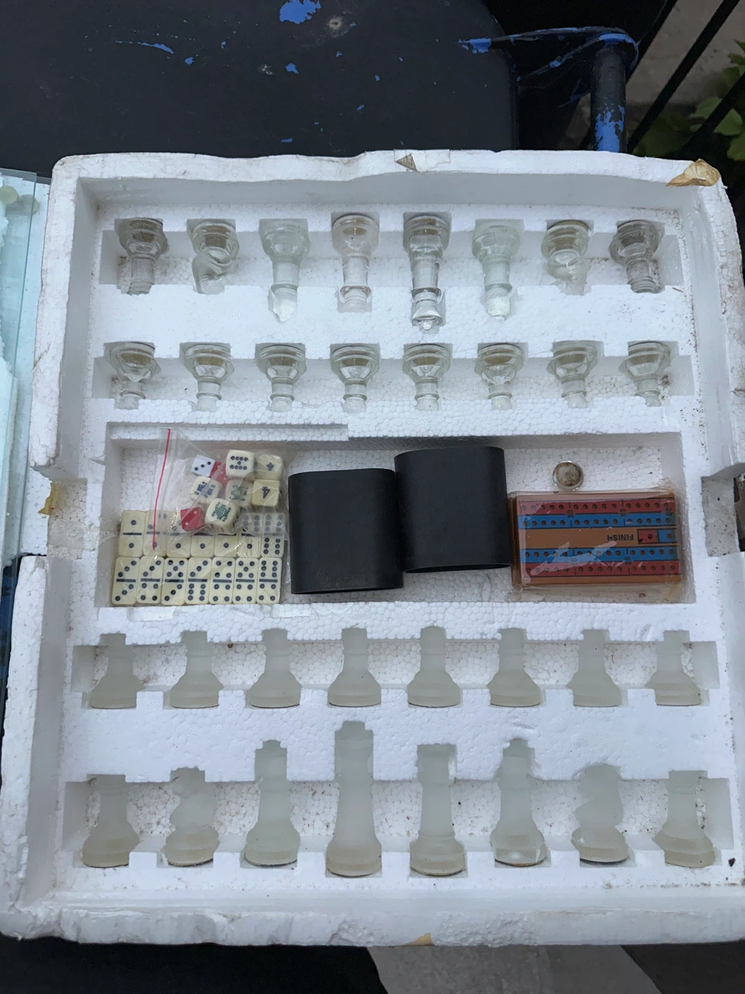 Lucky 7 Gaming Classics 7-in-1 Frosted Glass Board Game Set