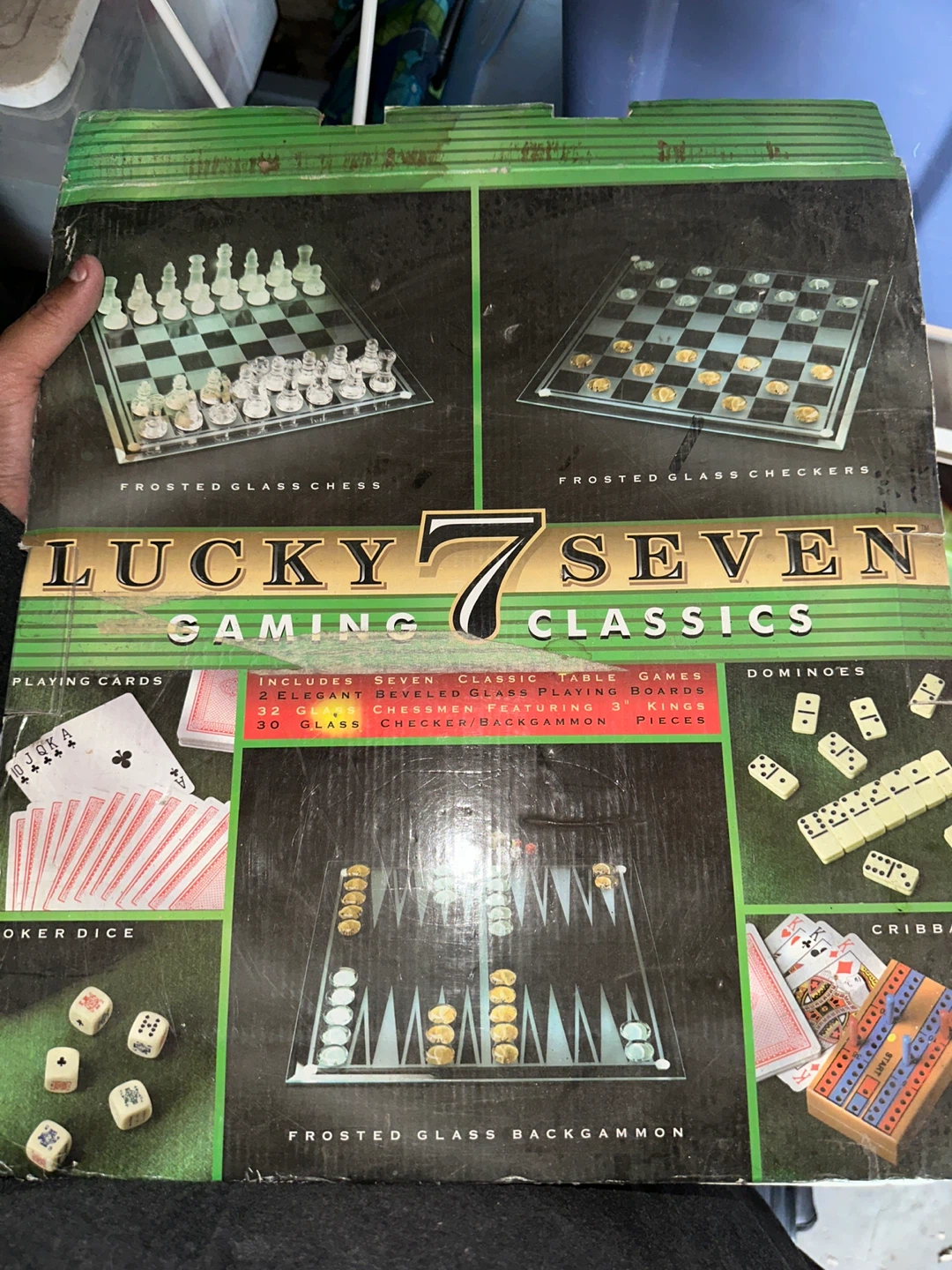 Lucky 7 Gaming Classics 7-in-1 Frosted Glass Board Game Set - photo 4
