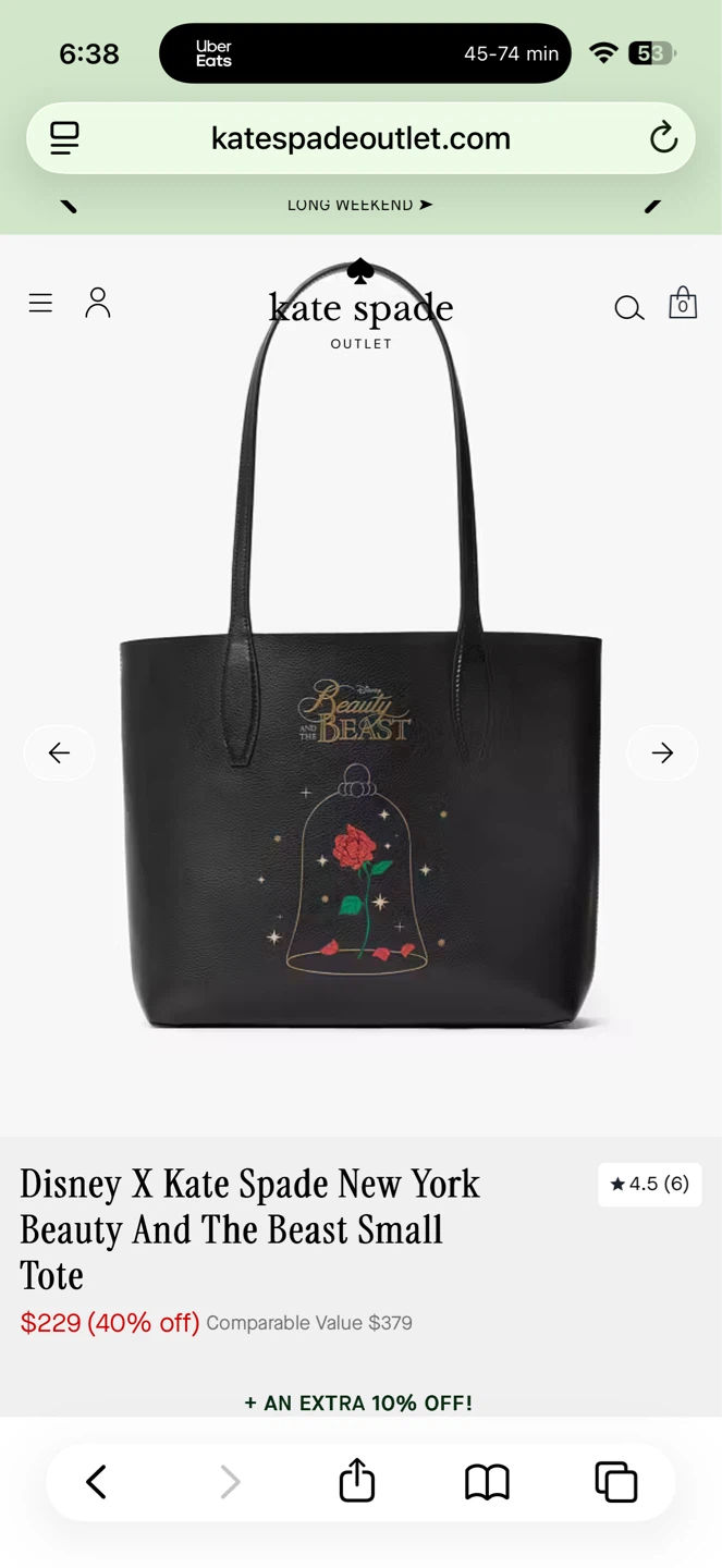Kate Spade Disney Beauty And The Beast Small Tote Bag
