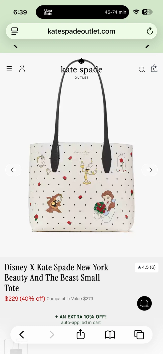 Kate Spade Disney Beauty And The Beast Small Tote Bag - photo 2