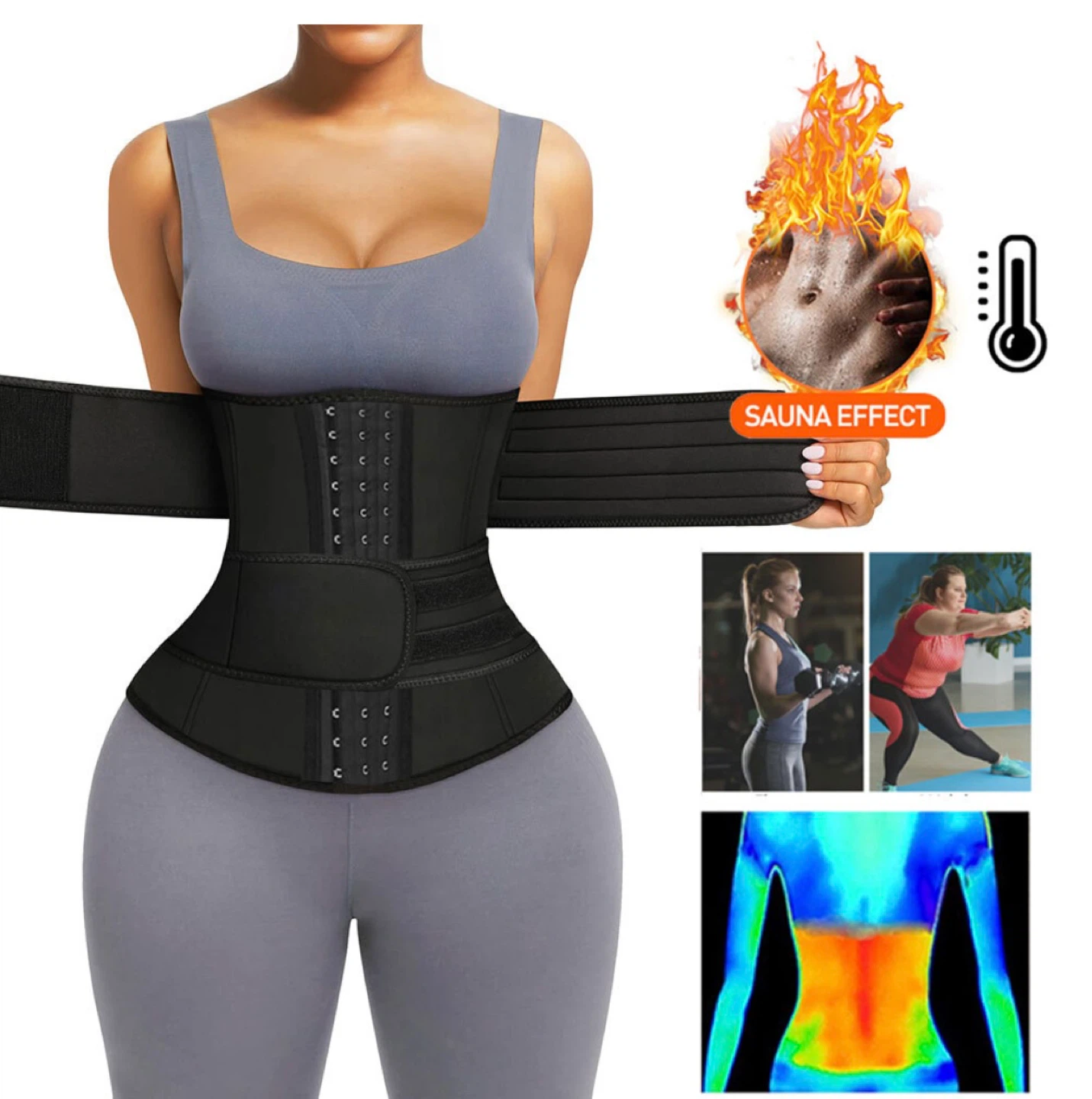 Black Waist Trainer Cincher Corset XL