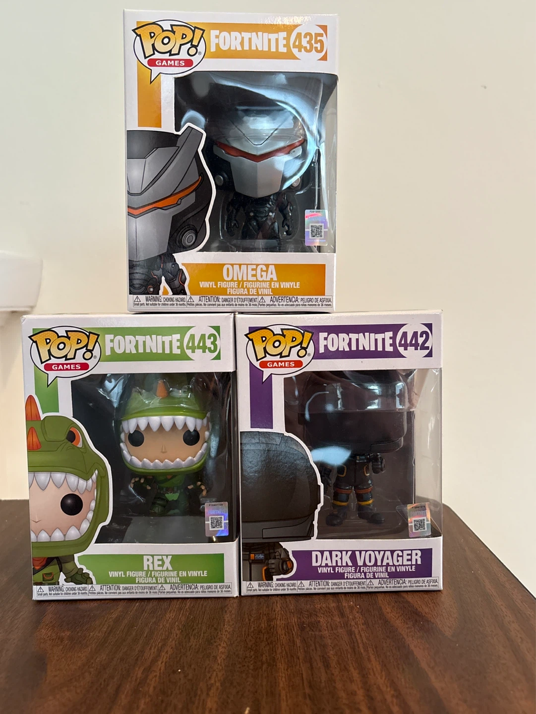 3 Fortnite Vinyl Figures (Omega, Rex, Dark Voyager)