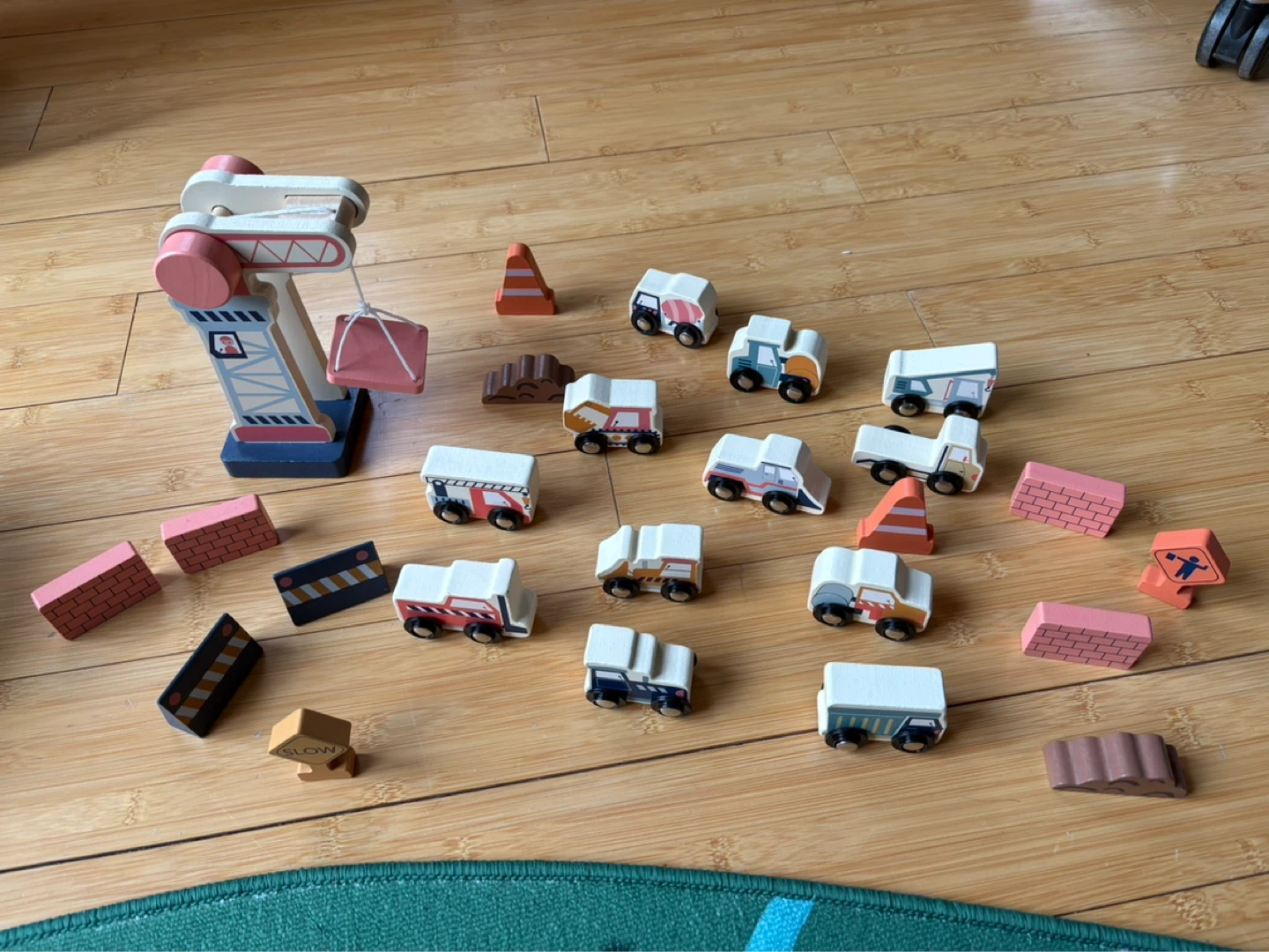 Wooden Construction Vehicle Playset