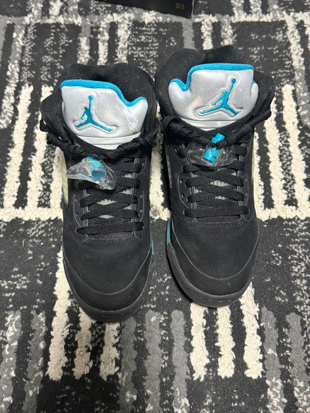 Air Jordan 5 Aqua Retro Size 5y GS Black Sneakers - photo 4