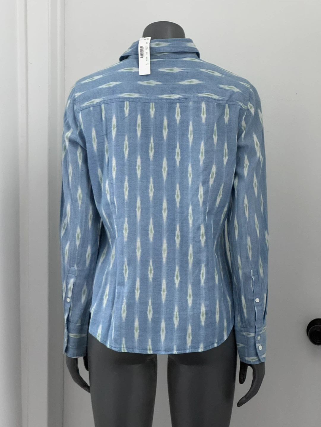 J. Crew Blue Ikat Print Linen Shirt Size 10 - photo 2