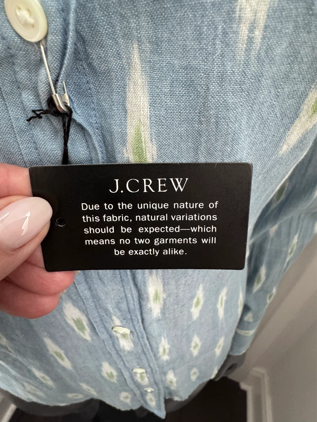 J. Crew Blue Ikat Print Linen Shirt Size 10 - photo 3