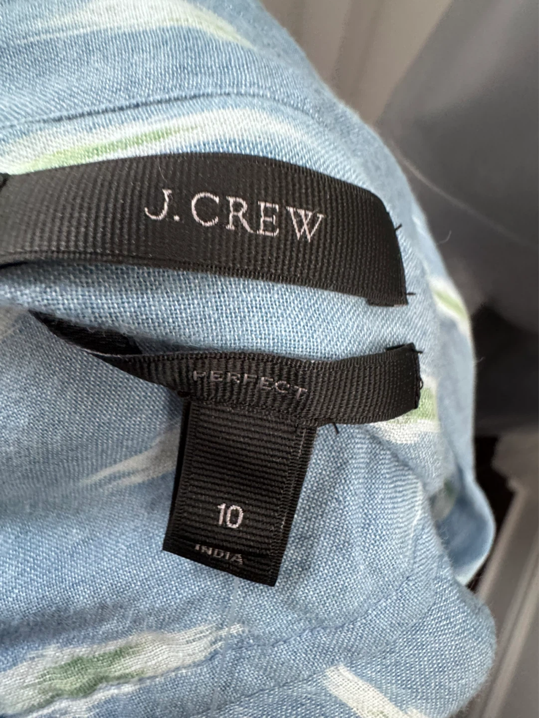 J. Crew Blue Ikat Print Linen Shirt Size 10 - photo 4