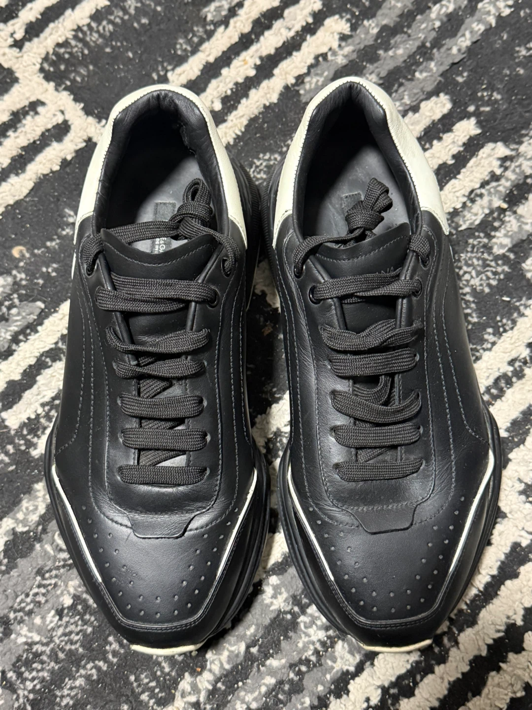 Size 8.5 US - Dolce & Gabbana Black Leather Daymaster Sneakers - photo 4