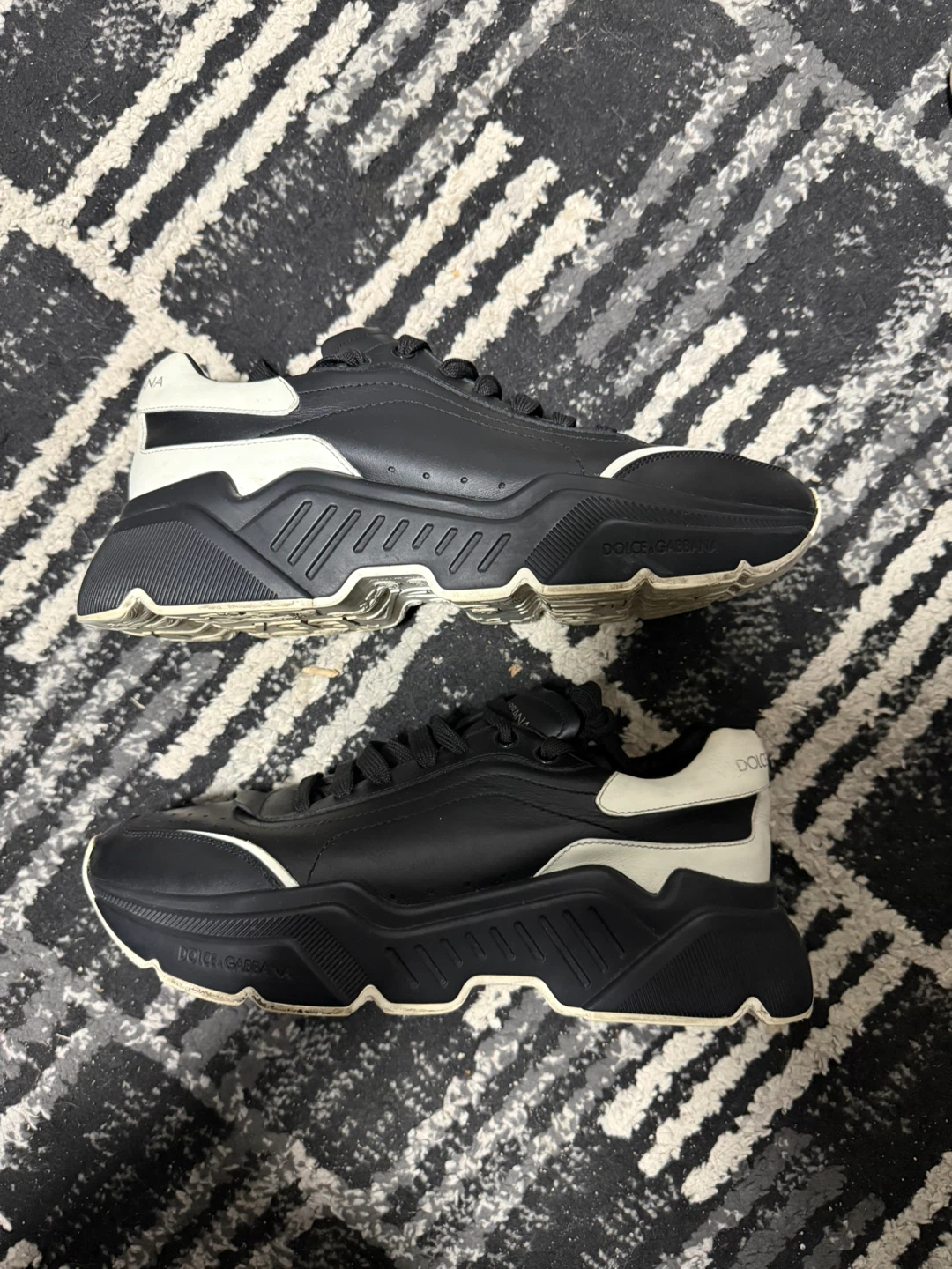 Size 8.5 US - Dolce & Gabbana Black Leather Daymaster Sneakers - photo 2