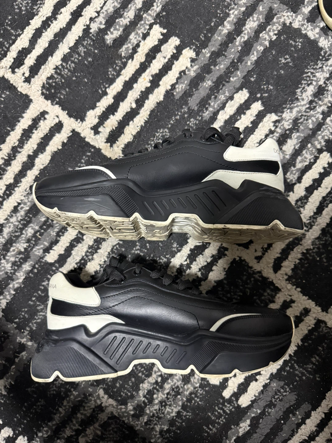 Size 8.5 US - Dolce & Gabbana Black Leather Daymaster Sneakers - photo 3