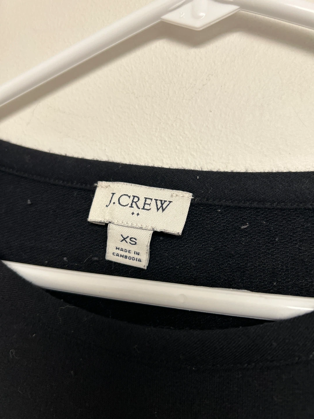 J. Crew Black Long Sleeve T-Shirt with Houndstooth Trim - XS - photo 2