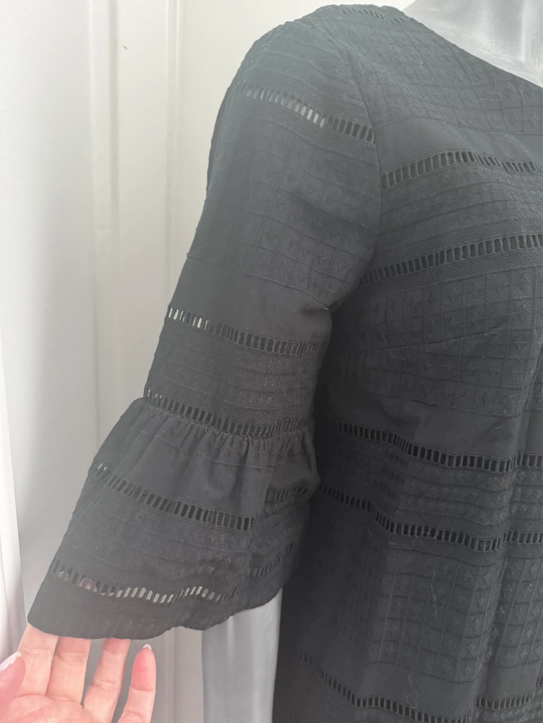 J. Crew Black Eyelet Dress Size 8 - photo 2