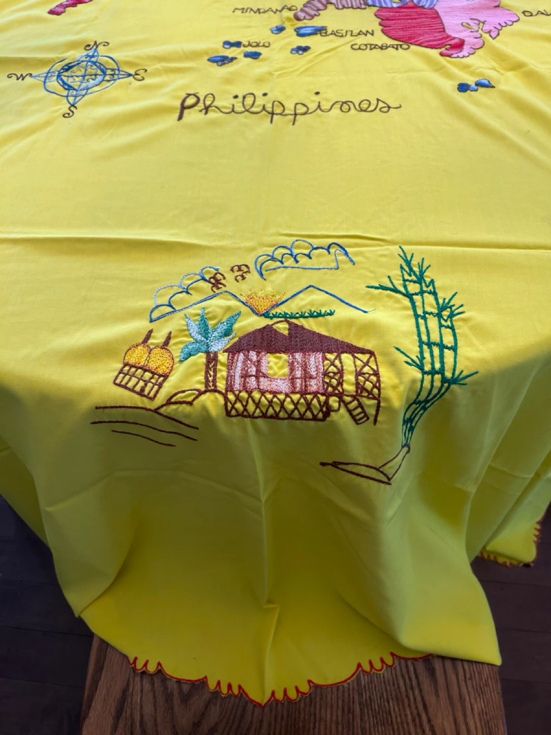 Embroidered Yellow Philippines Map Tablecloth - photo 2